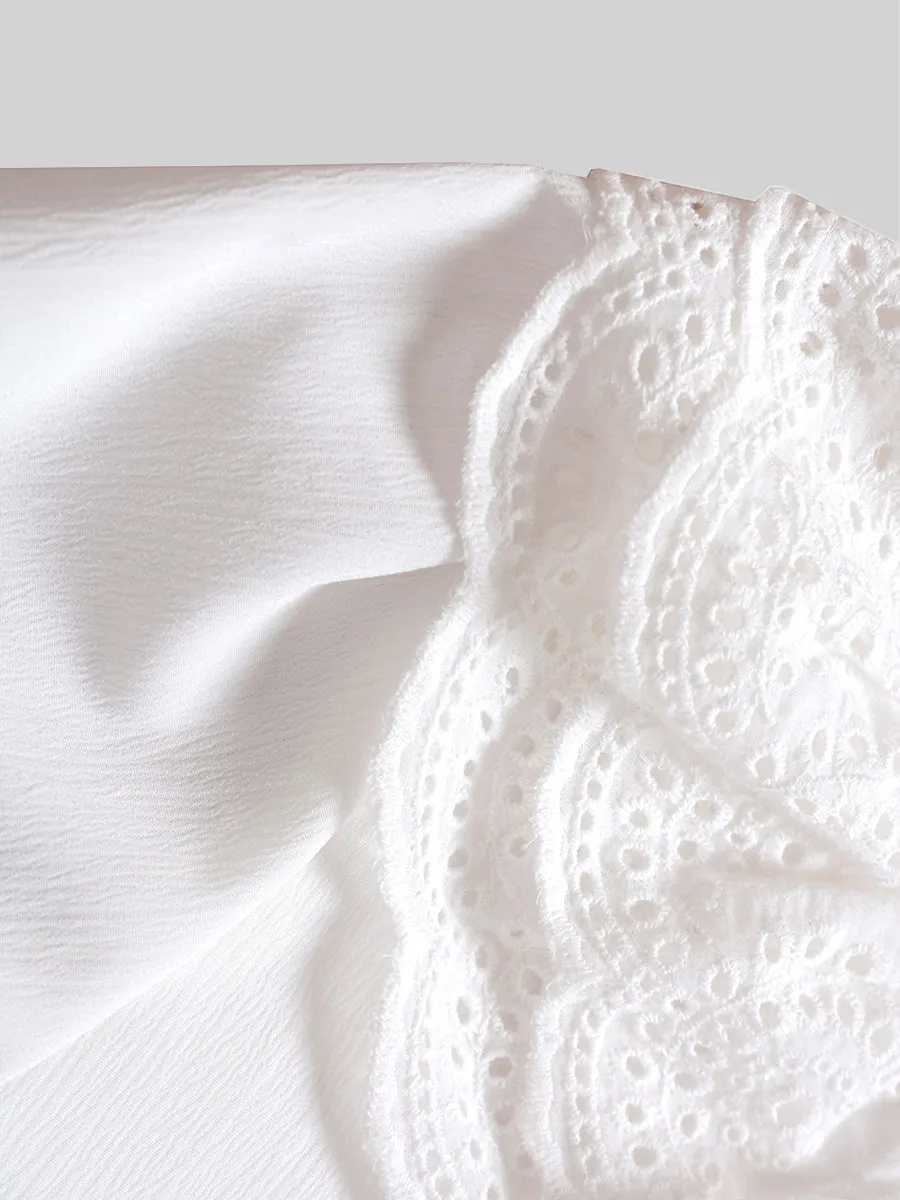 Palace Lace Collar Button White Dress
