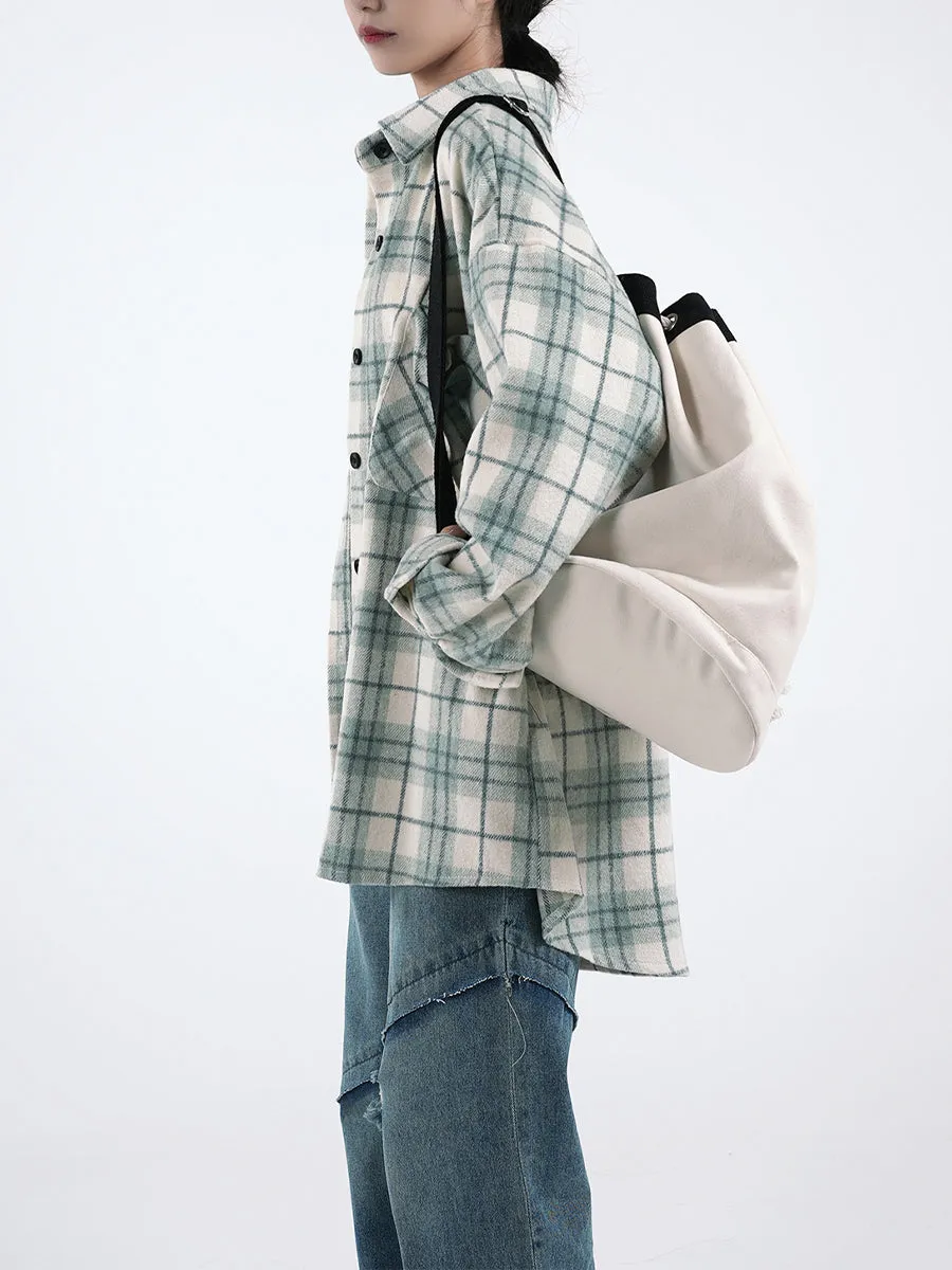 Plaid Tweed Shirt Jacket