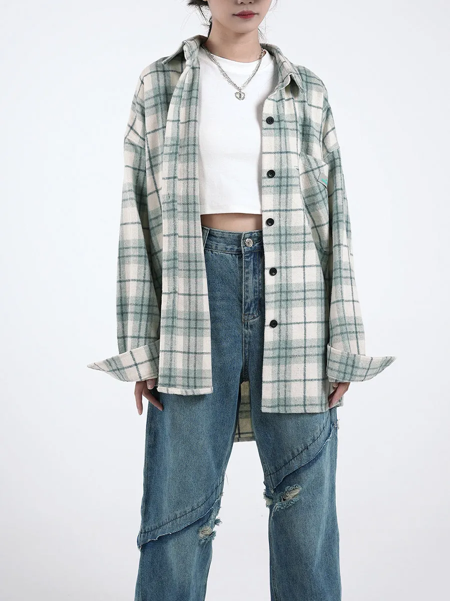 Plaid Tweed Shirt Jacket