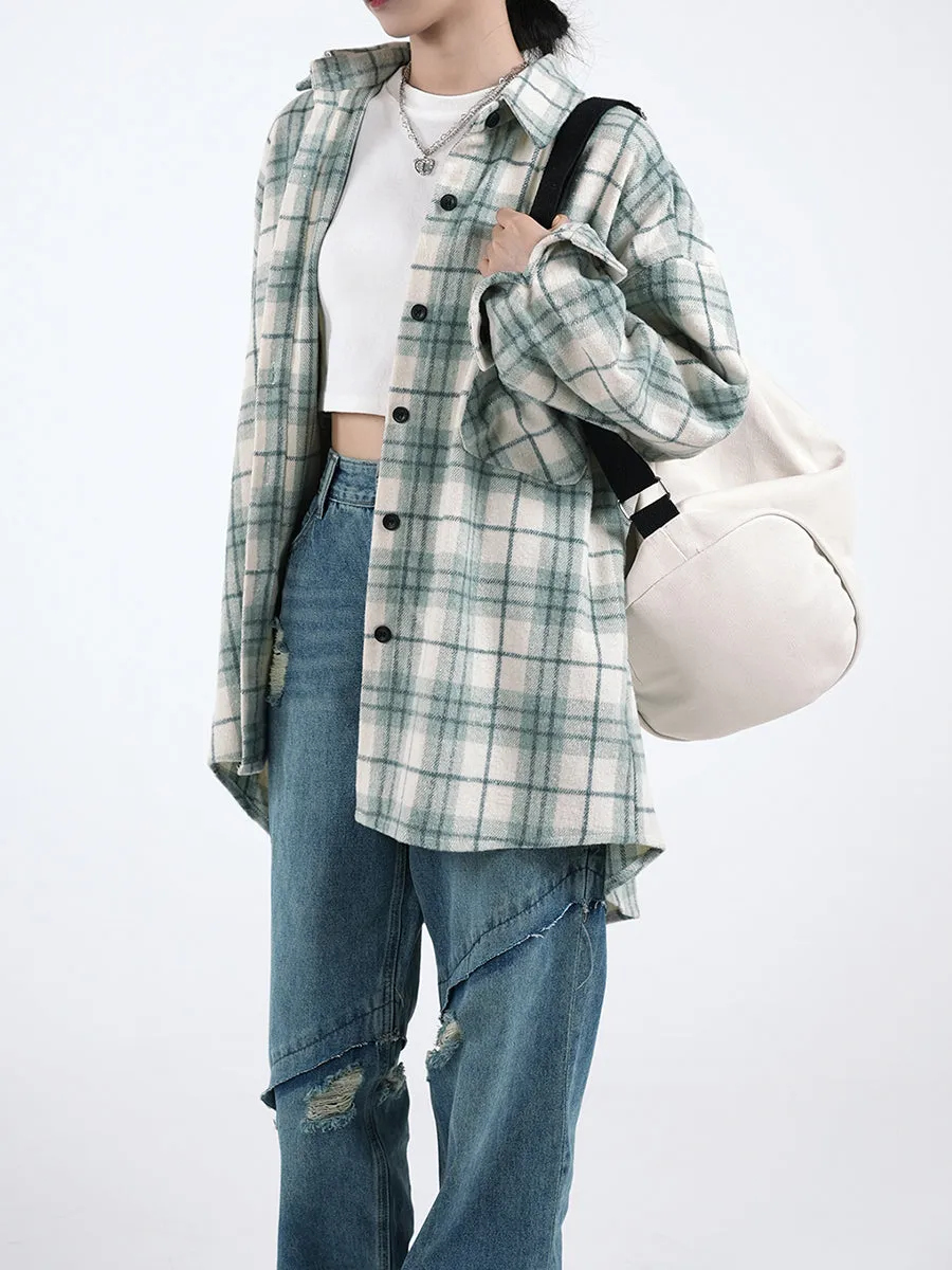 Plaid Tweed Shirt Jacket