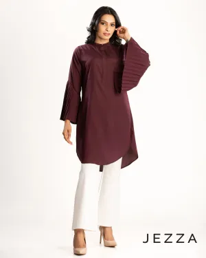 Pleated Sleeve Crepe Knee Top 62331