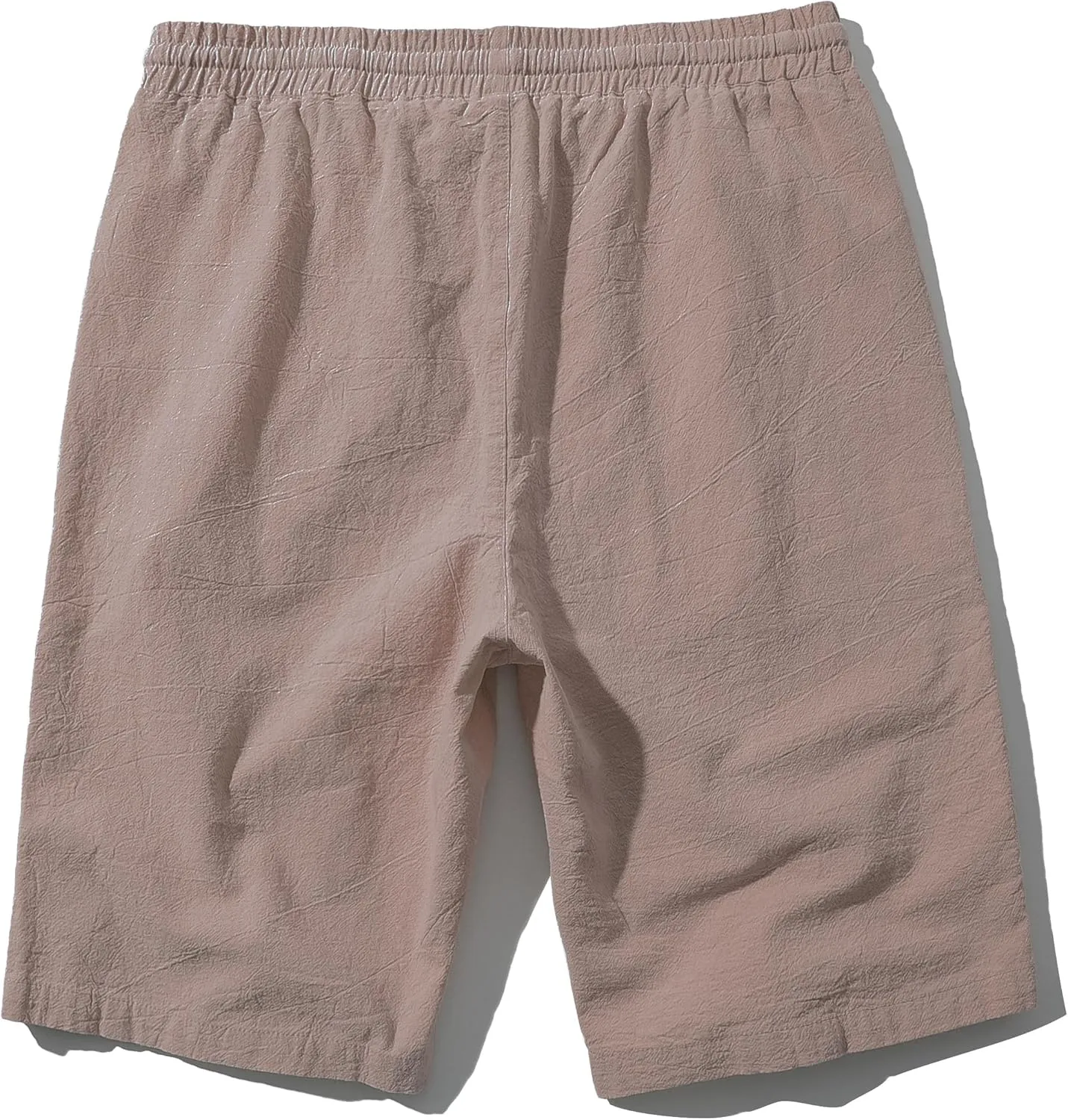 SIR7 Men's Linen Casual Classic Fit 11 Inch Inseam Elastic Waist Shorts with Drawstring