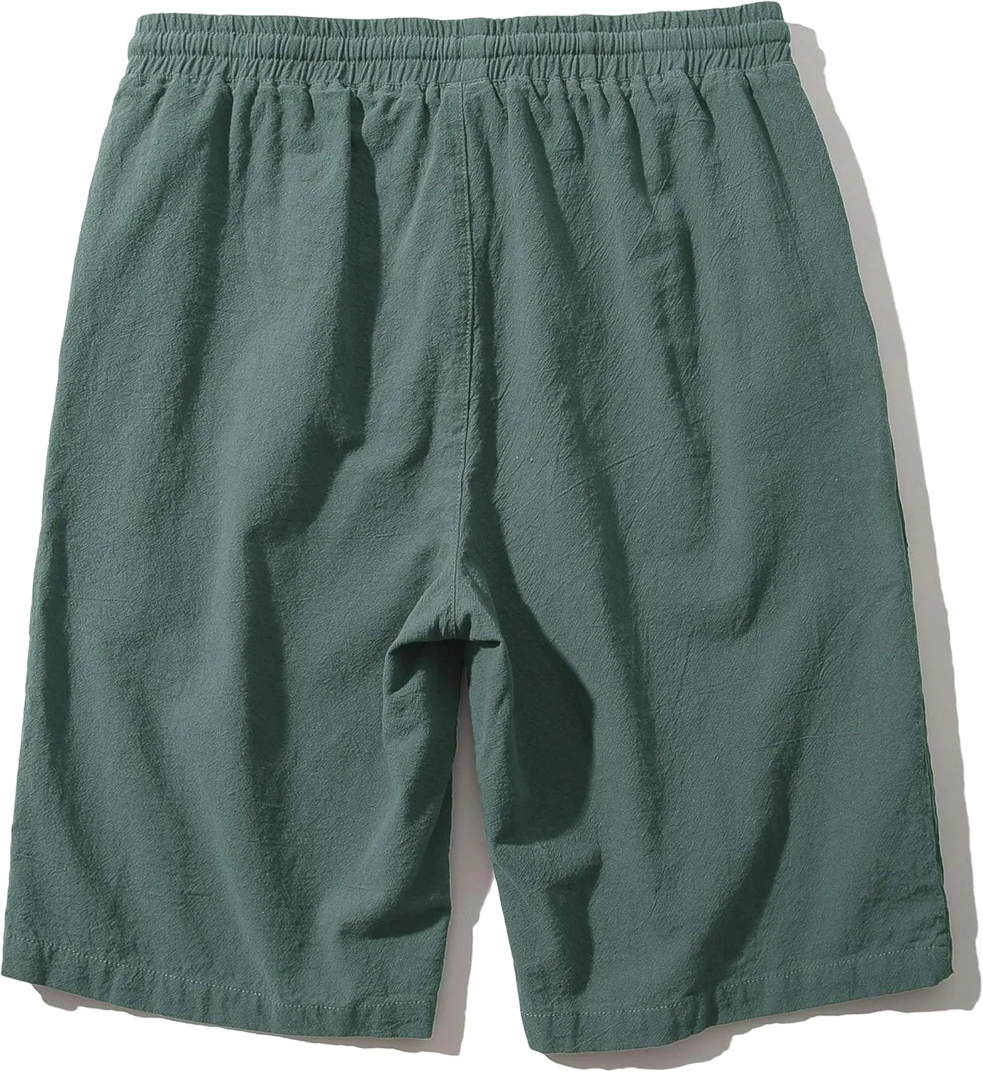 SIR7 Men's Linen Casual Classic Fit 11 Inch Inseam Elastic Waist Shorts with Drawstring