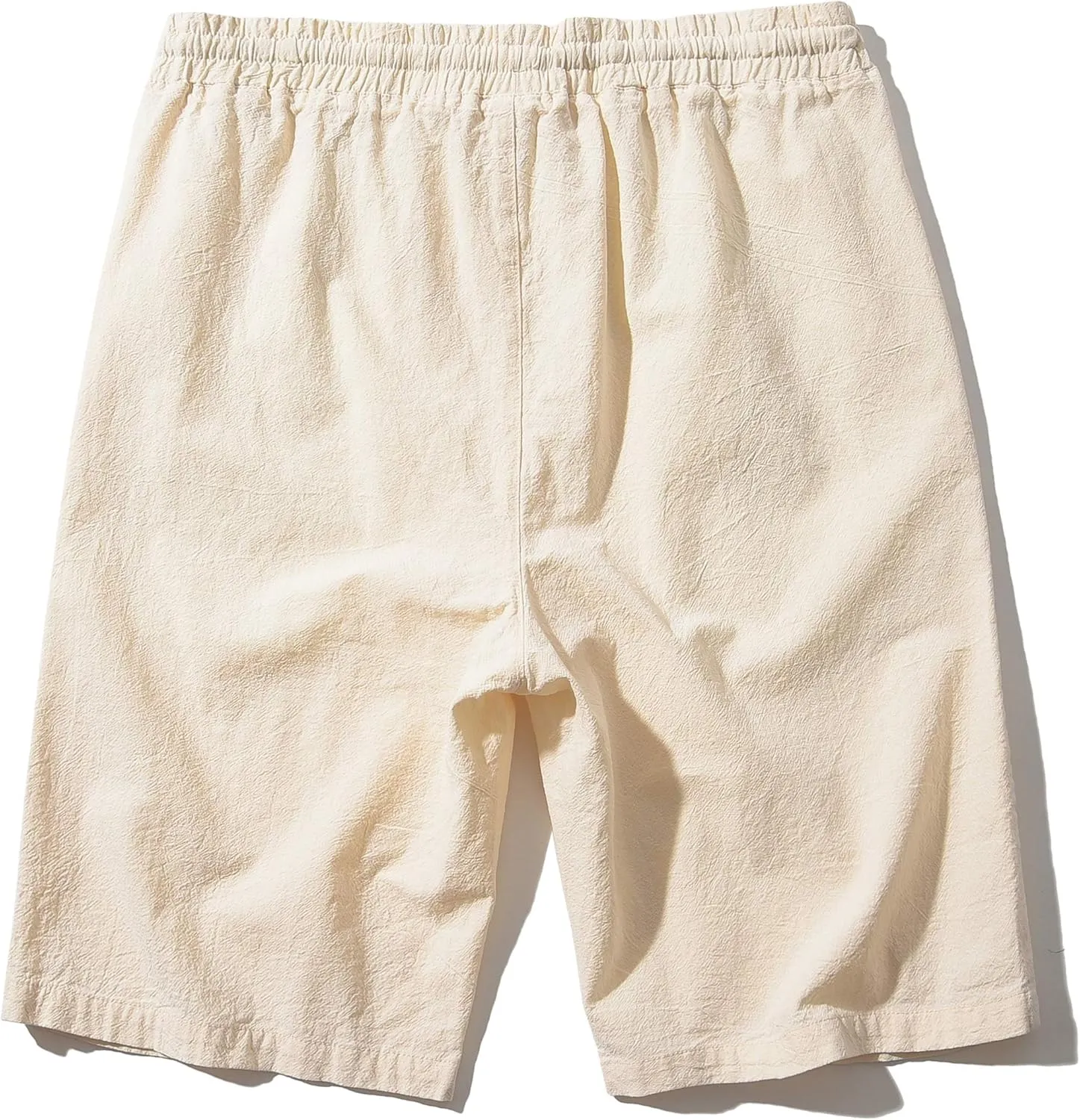 SIR7 Men's Linen Casual Classic Fit 11 Inch Inseam Elastic Waist Shorts with Drawstring