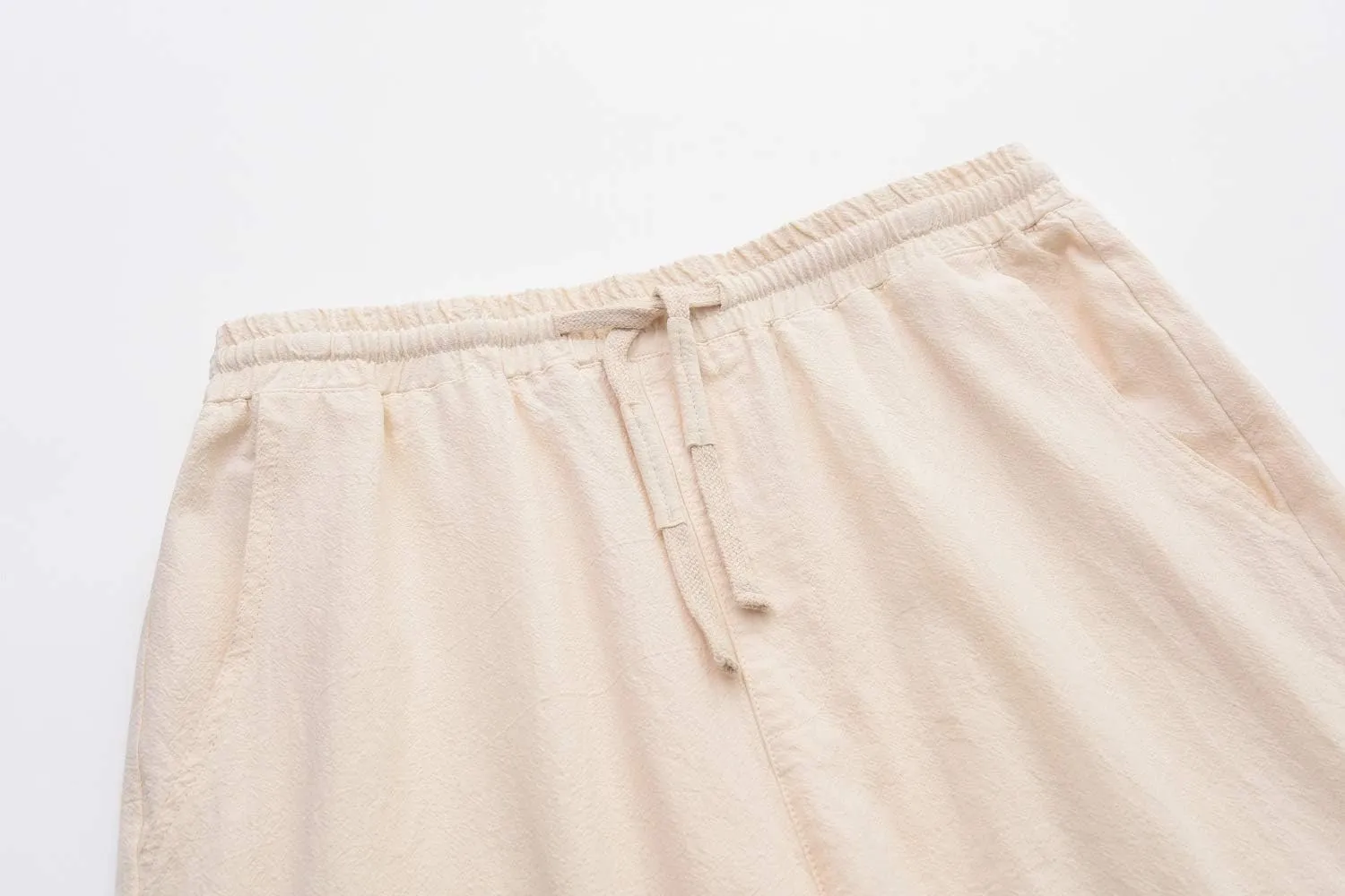 SIR7 Men's Linen Casual Classic Fit 11 Inch Inseam Elastic Waist Shorts with Drawstring