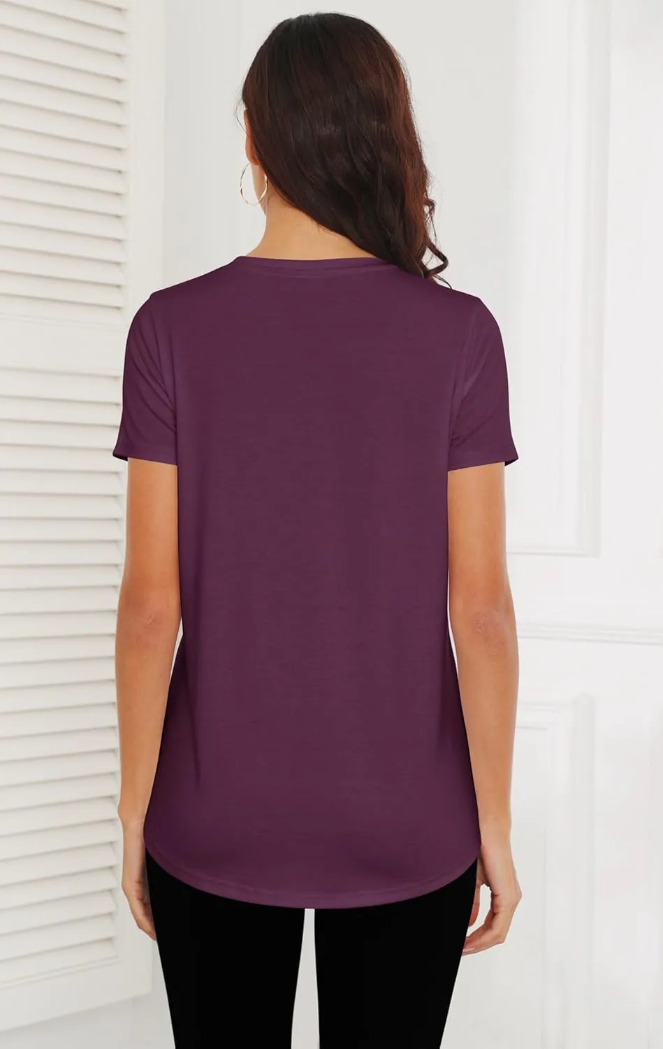 Smile Fish Women Crewneck Loose Fit Tunic Tops Short Sleeve Dressy Casual Summer Long Tee Shirts