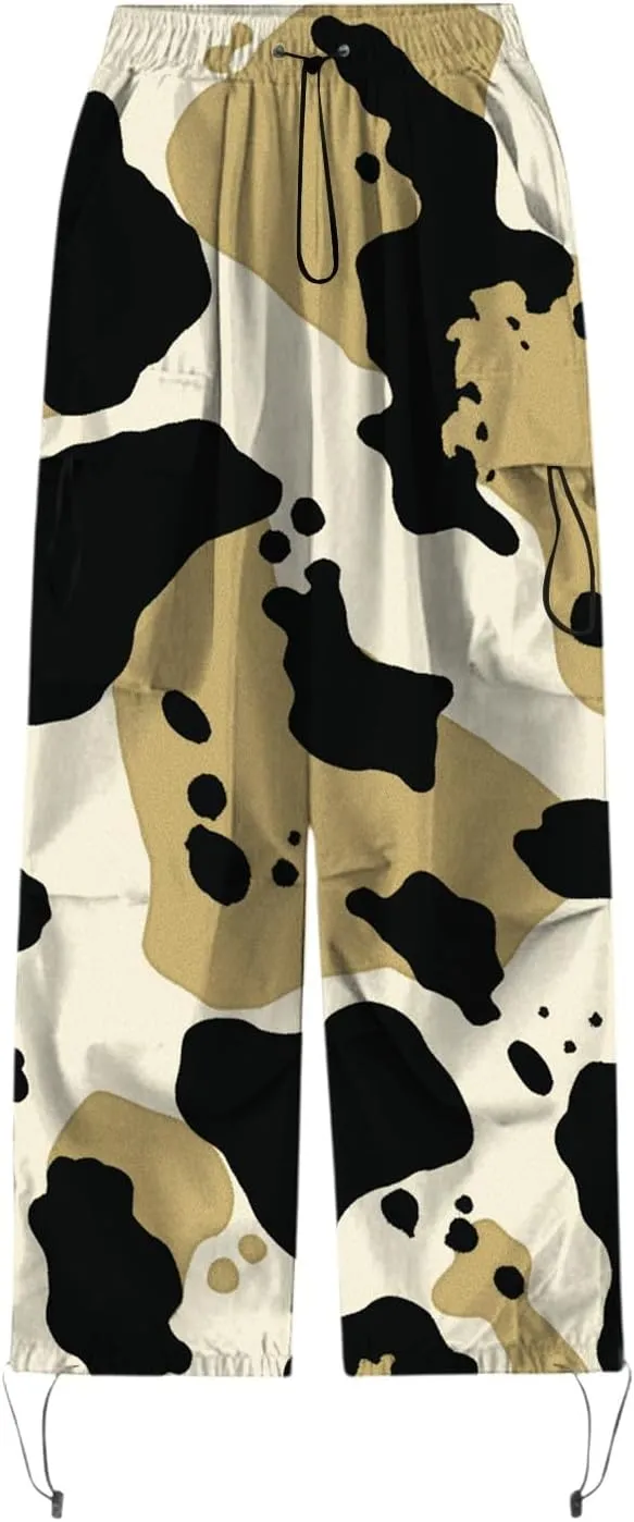 Straight Leg Pants Winter Bright Beach Palazzo with Pockets Barrel Pants Elastic Waist