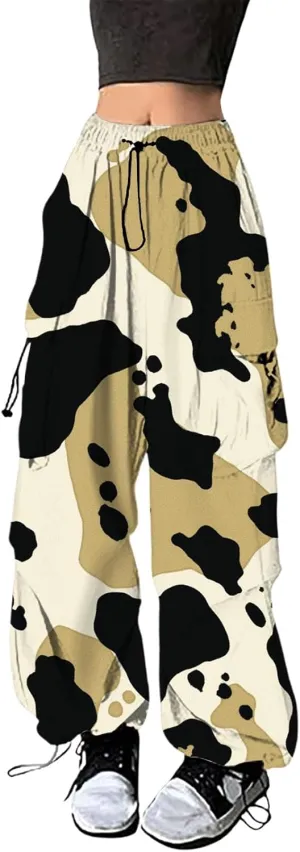 Straight Leg Pants Winter Bright Beach Palazzo with Pockets Barrel Pants Elastic Waist