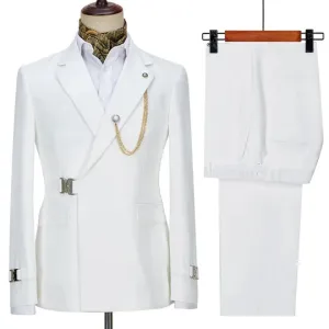 Suzhoufashion Arnav Blushing Pink Slim Fit Prom Men Suits With Gold Buckle