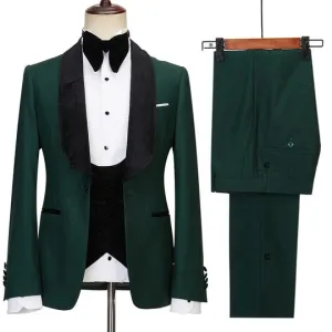 Suzhoufashion Carsen Dark Navy Peaked Lapel Three Pieces Men Suits