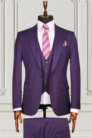 Suzhoufashion Dark Brown Three Pieces Notched Lapel Men Suits