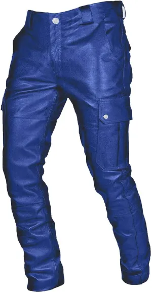 Thatrich Faux Leather Pants Men Bomber Winter Pants Steampunk Trousers Slim Fit Motorcycle Jeans Fashion Outfits with Pockets