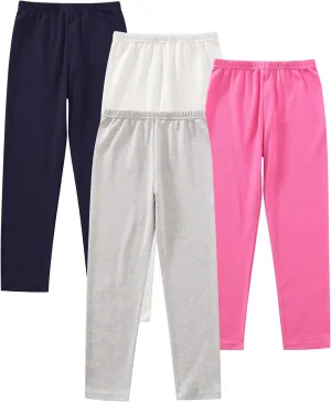 Toddler Girls' Soft Cotton Pants, 4-Pack Leggings, 2-6 Years