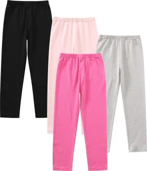 Toddler Girls' Soft Cotton Pants, 4-Pack Leggings, 2-6 Years