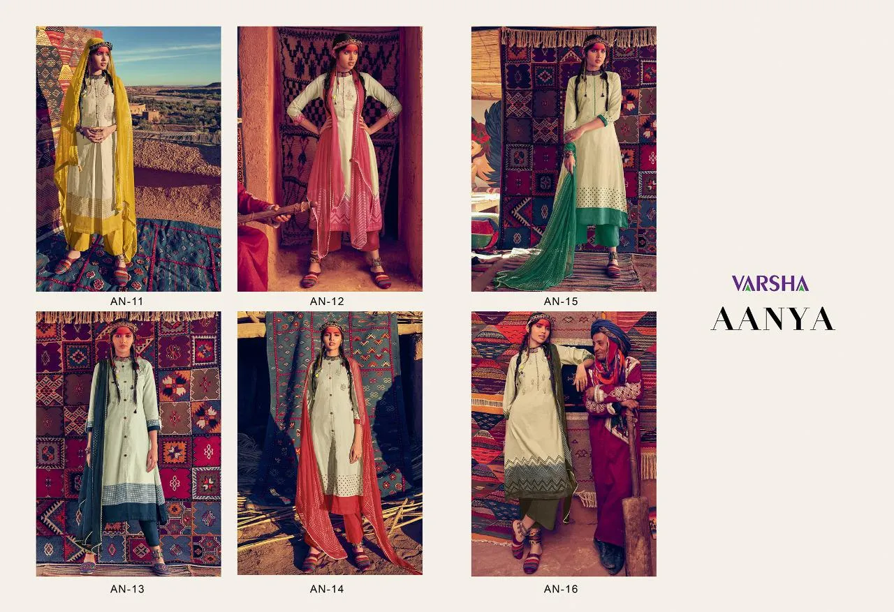 Varsha Launched Aanya Cotton Heavy Work Casual Wear Salwar Suits