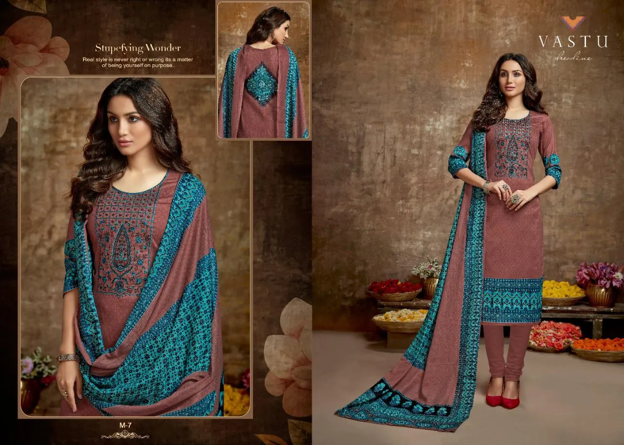 Vastu Tex Malhar Satin Cotton Casual Wear Salwar Suit Collections