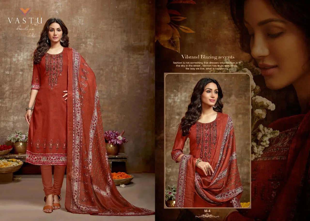 Vastu Tex Malhar Satin Cotton Casual Wear Salwar Suit Collections