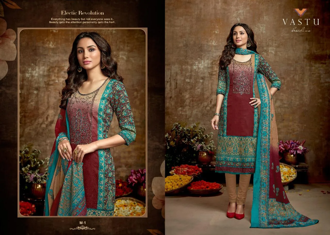 Vastu Tex Malhar Satin Cotton Casual Wear Salwar Suit Collections