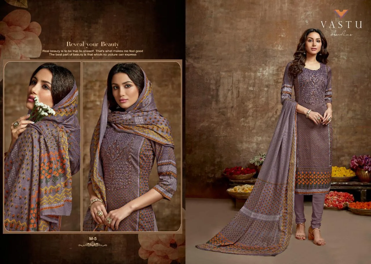 Vastu Tex Malhar Satin Cotton Casual Wear Salwar Suit Collections