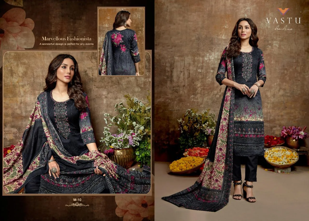 Vastu Tex Malhar Satin Cotton Casual Wear Salwar Suit Collections