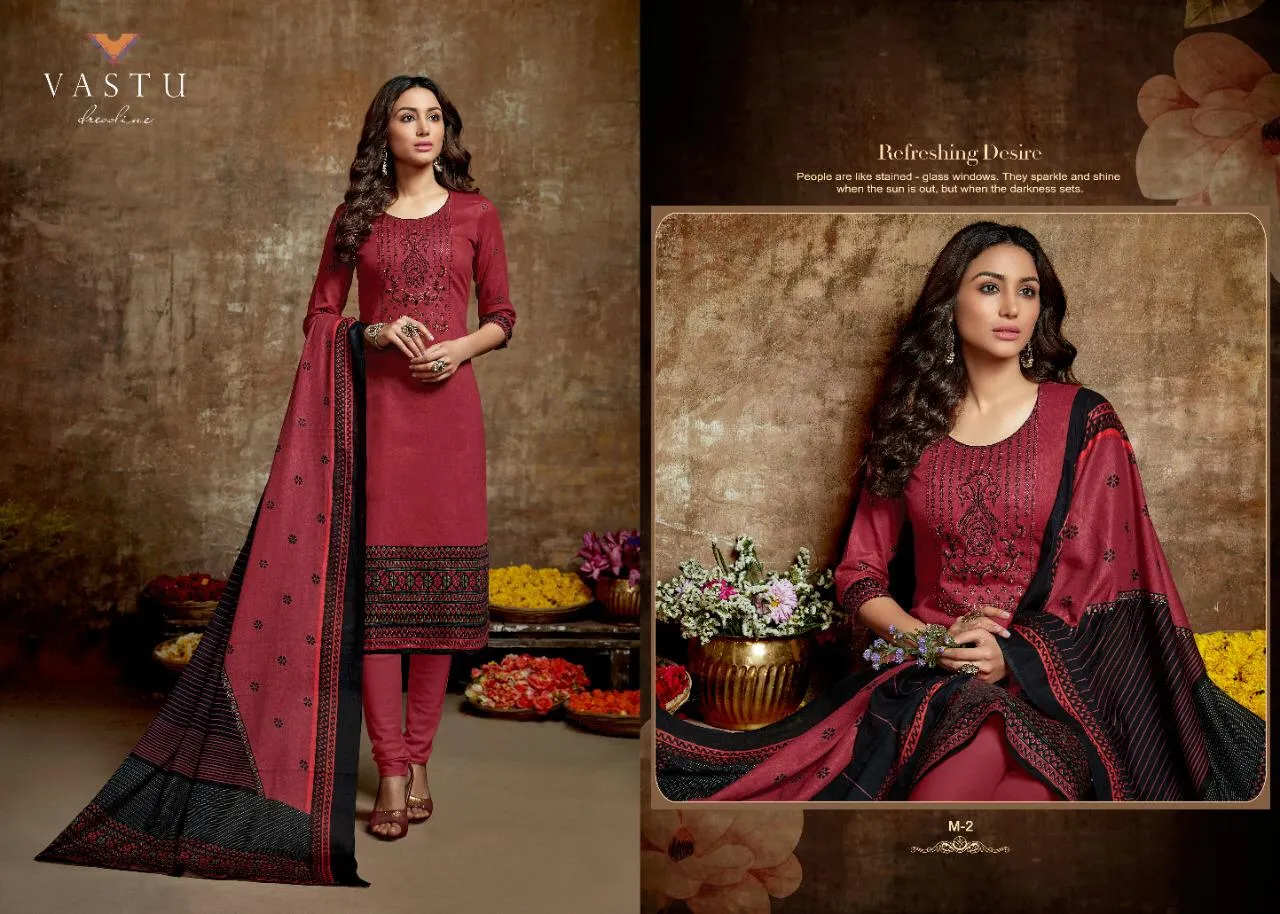 Vastu Tex Malhar Satin Cotton Casual Wear Salwar Suit Collections