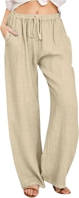 Vintage Corduroy Pants Winter Opaque Travel Palazzo with Pockets Solid Color Straight Leg