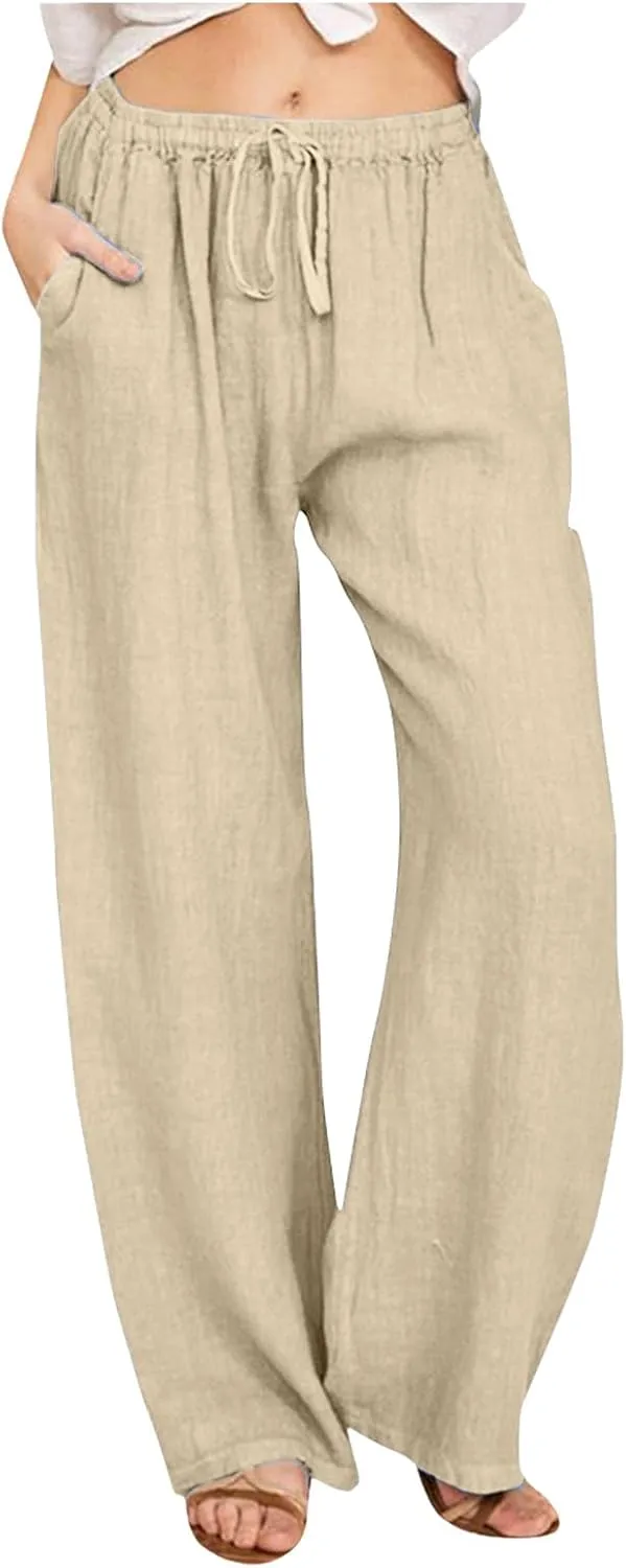 Vintage Corduroy Pants Winter Opaque Travel Palazzo with Pockets Solid Color Straight Leg