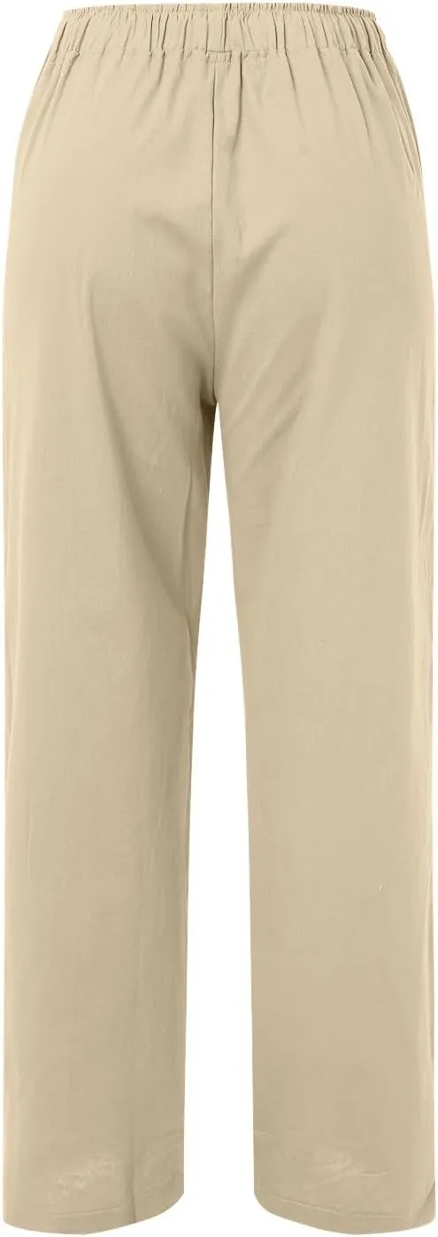 Vintage Corduroy Pants Winter Opaque Travel Palazzo with Pockets Solid Color Straight Leg