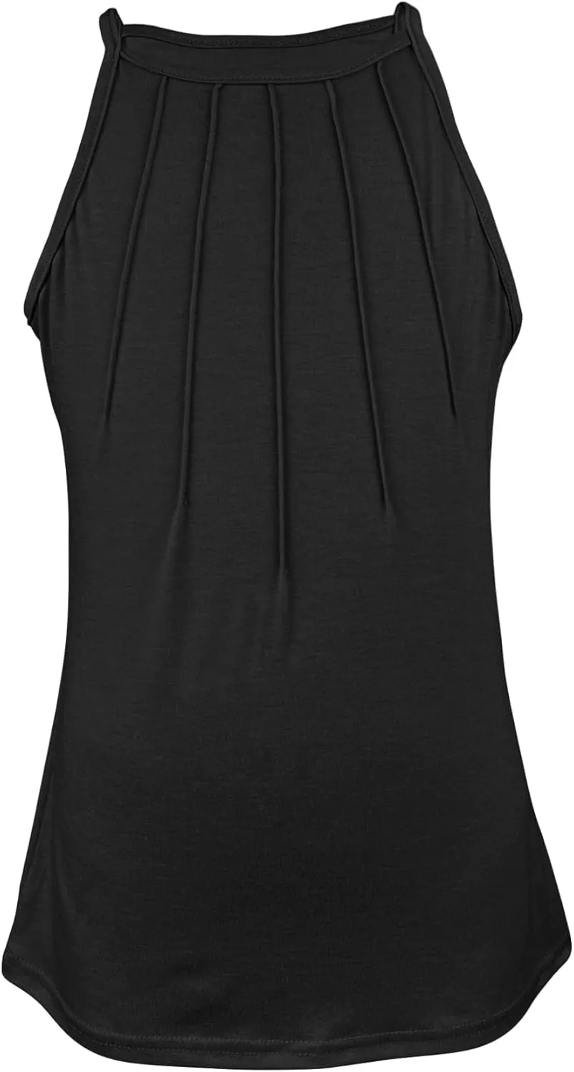 Vivitulip Girls Sleeveless Tank Top Cute Pleated Halter Neck Summer Cami Shirt