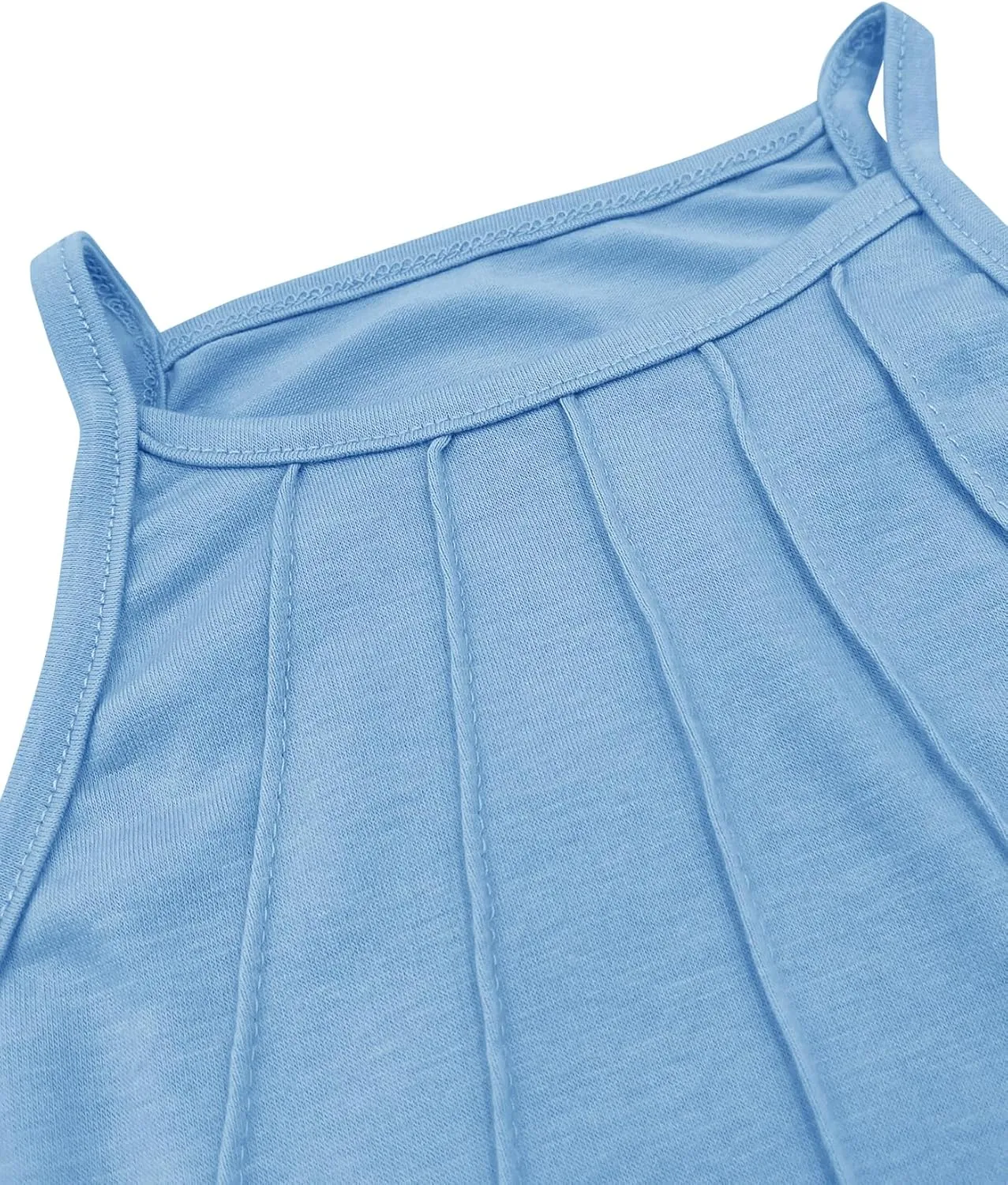 Vivitulip Girls Sleeveless Tank Top Cute Pleated Halter Neck Summer Cami Shirt