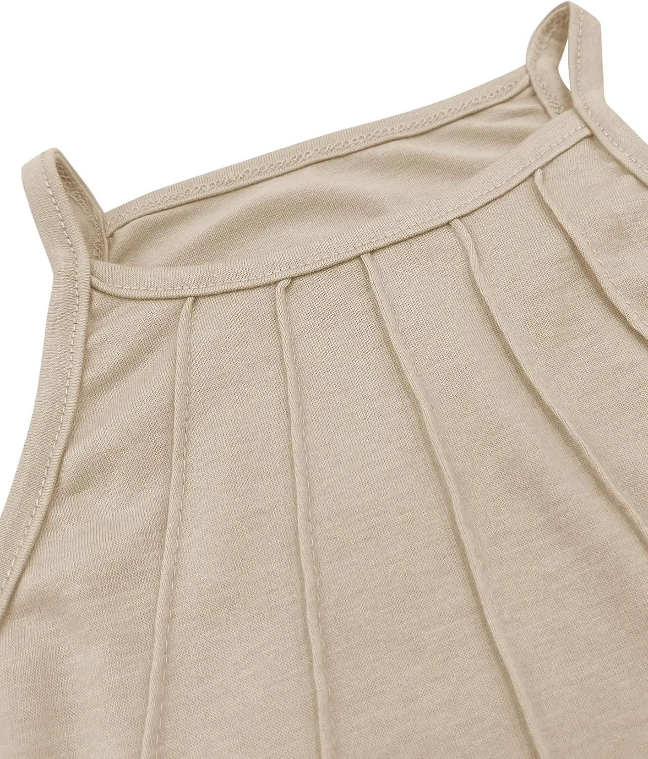 Vivitulip Girls Sleeveless Tank Top Cute Pleated Halter Neck Summer Cami Shirt