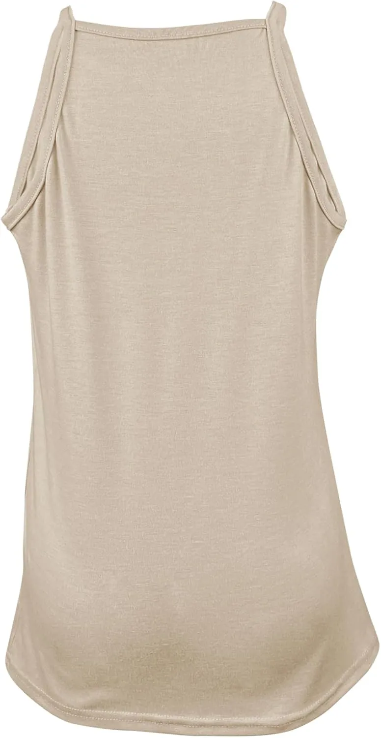 Vivitulip Girls Sleeveless Tank Top Cute Pleated Halter Neck Summer Cami Shirt