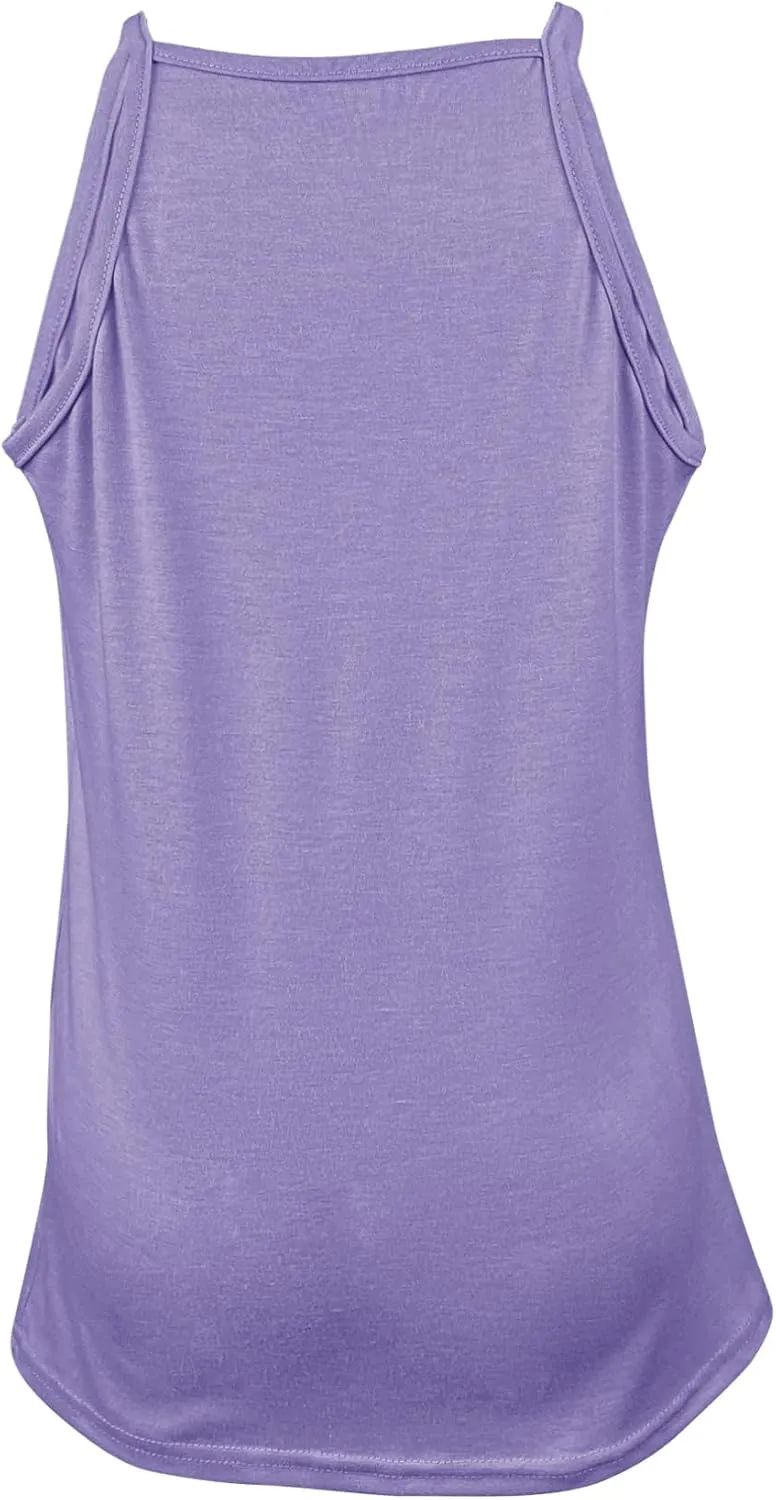 Vivitulip Girls Sleeveless Tank Top Cute Pleated Halter Neck Summer Cami Shirt