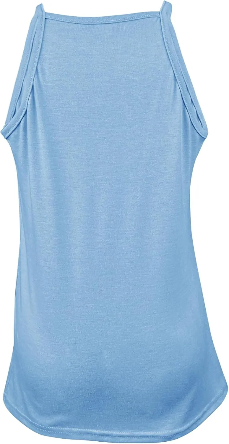 Vivitulip Girls Sleeveless Tank Top Cute Pleated Halter Neck Summer Cami Shirt