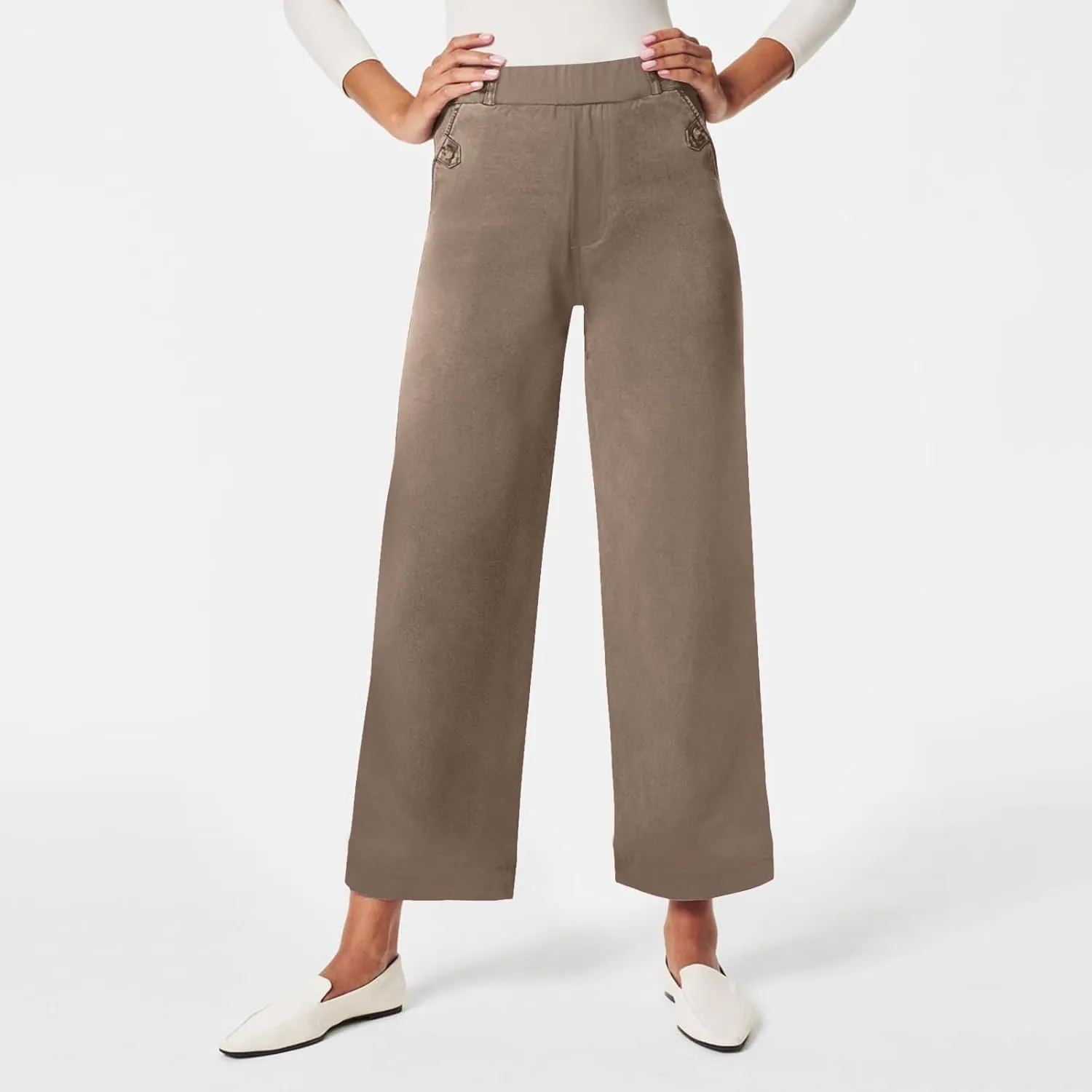 Wide Leg Pants for Women Winter ightweight Hiking Pants with Pockets Solid Color Elastic Waist