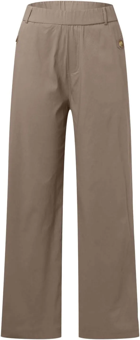 Wide Leg Pants for Women Winter ightweight Hiking Pants with Pockets Solid Color Elastic Waist