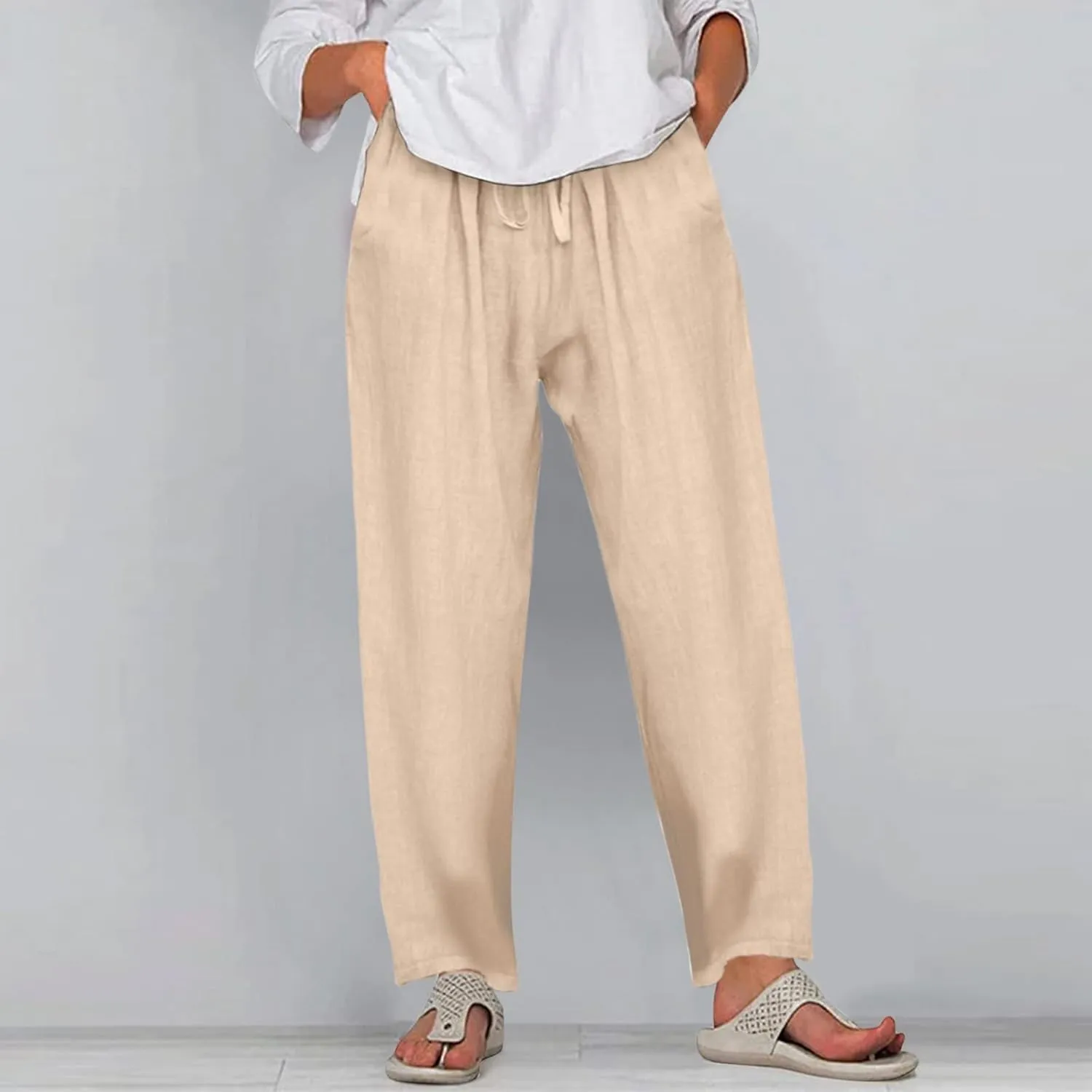 Wide Leg Sweatpants Winter Opaque Yoga Slacks with Pockets Barrel Pants Water Resistant