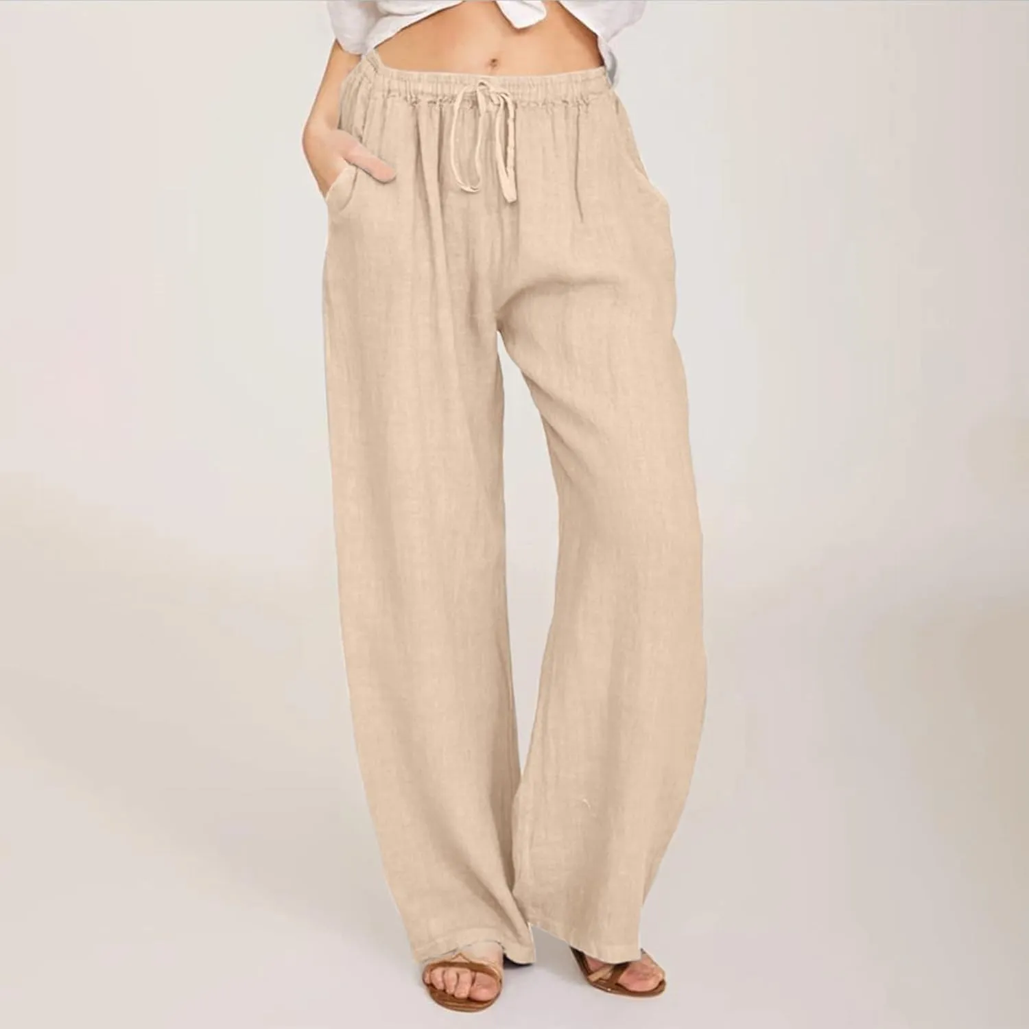 Wide Leg Sweatpants Winter Opaque Yoga Slacks with Pockets Barrel Pants Water Resistant