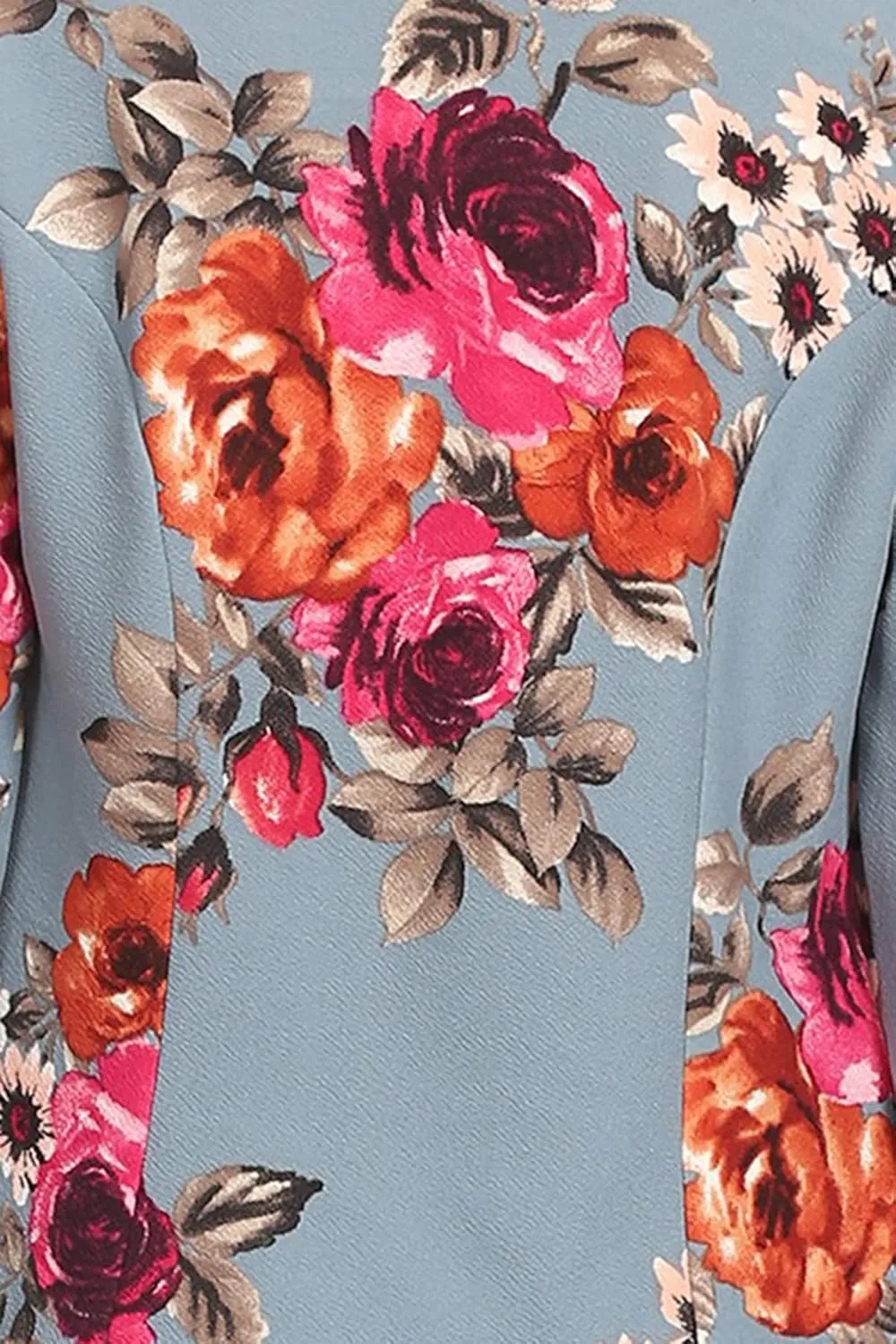 Women's Casual Floral Print Fitted Open Front Long Sleeves Office Blazer Jacket