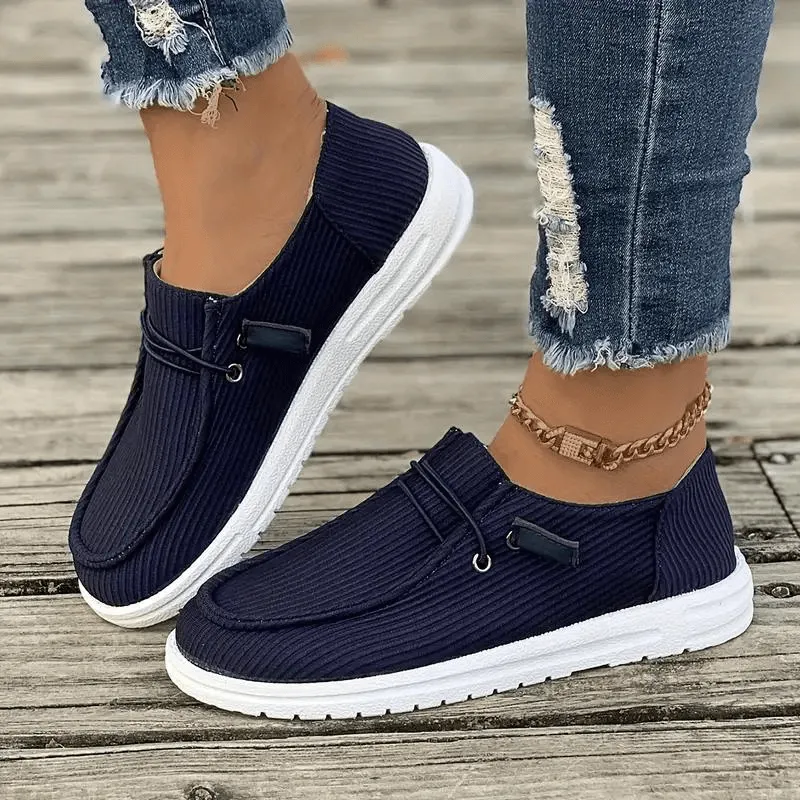 Women's Casual Slip-On Shoes: Ribbed Textile & Rubber Sole