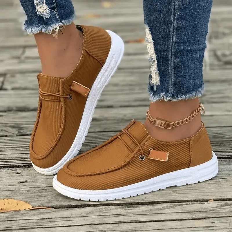 Women's Casual Slip-On Shoes: Ribbed Textile & Rubber Sole