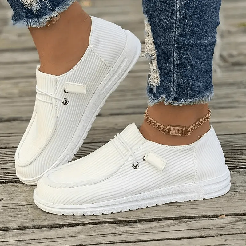 Women's Casual Slip-On Shoes: Ribbed Textile & Rubber Sole