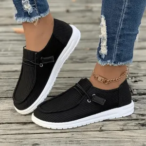 Women's Casual Slip-On Shoes: Ribbed Textile & Rubber Sole