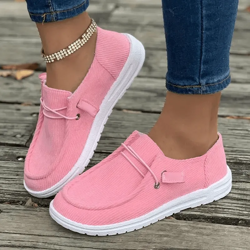 Women's Casual Slip-On Shoes: Ribbed Textile & Rubber Sole