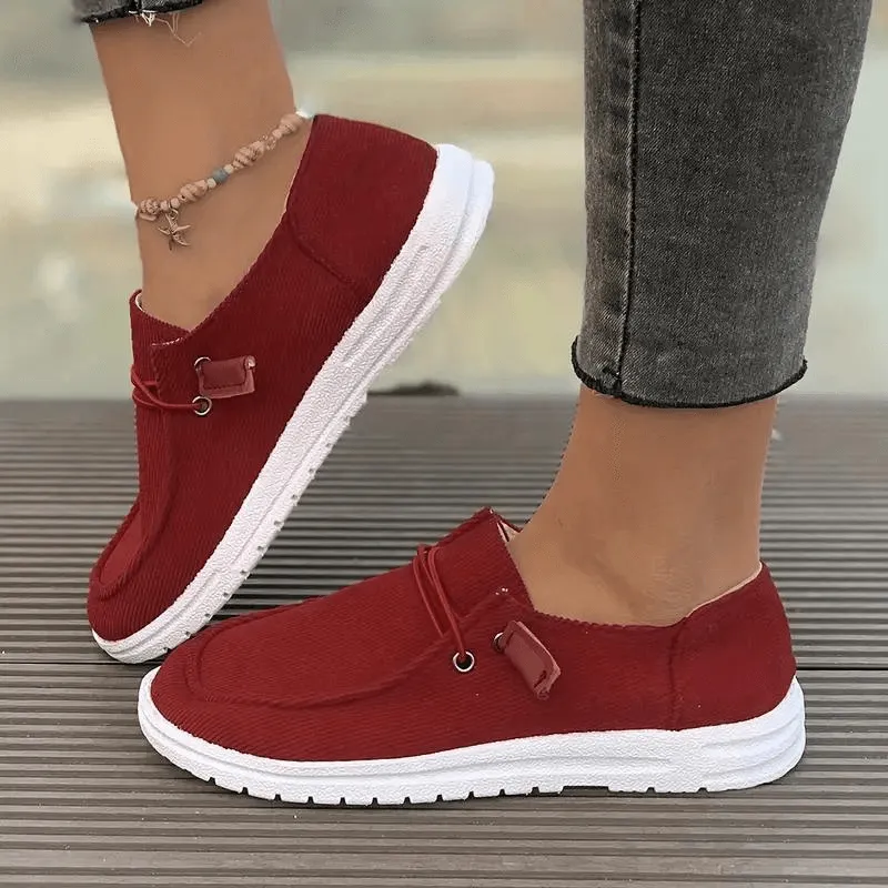 Women's Casual Slip-On Shoes: Ribbed Textile & Rubber Sole